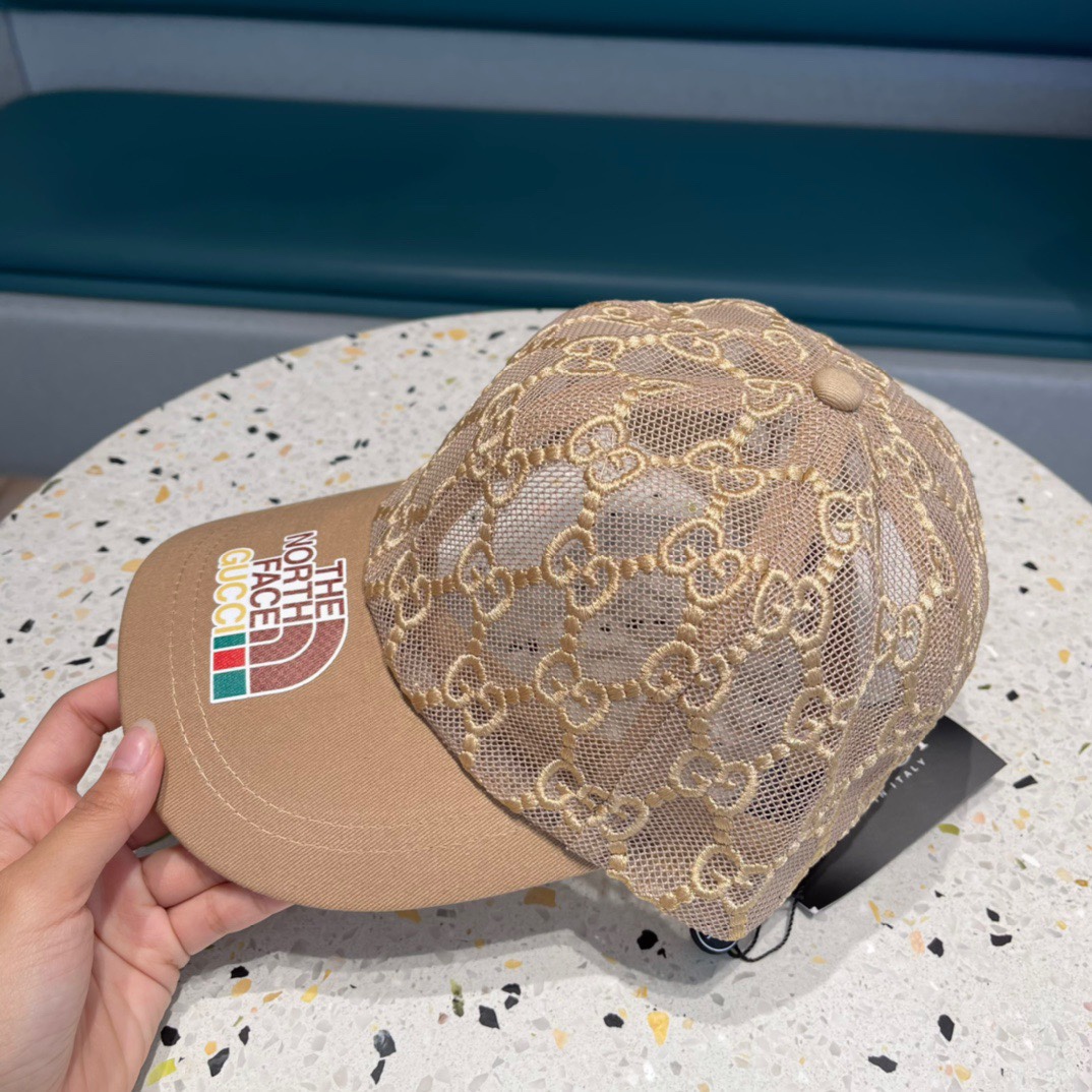  古奇GUCCI  春夏款网纱拼接原单棒球帽 GG满logo提花面料 爆款单品