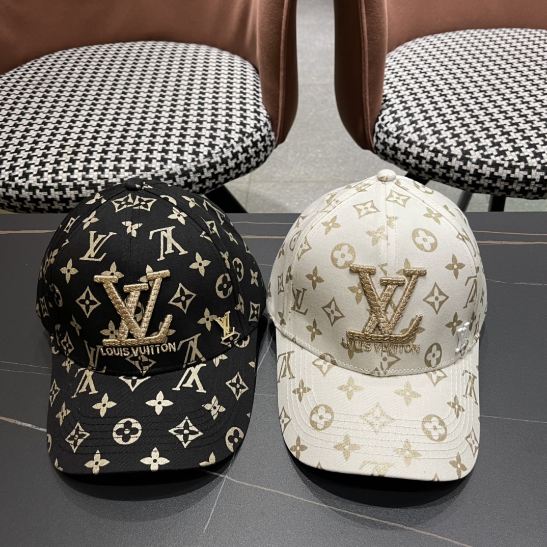 Nuevo envío LV (Louis Vuitton) nueva gorra de béisbol bordada original, molde 1:1 de tienda oficial, bordado fino. Cali…