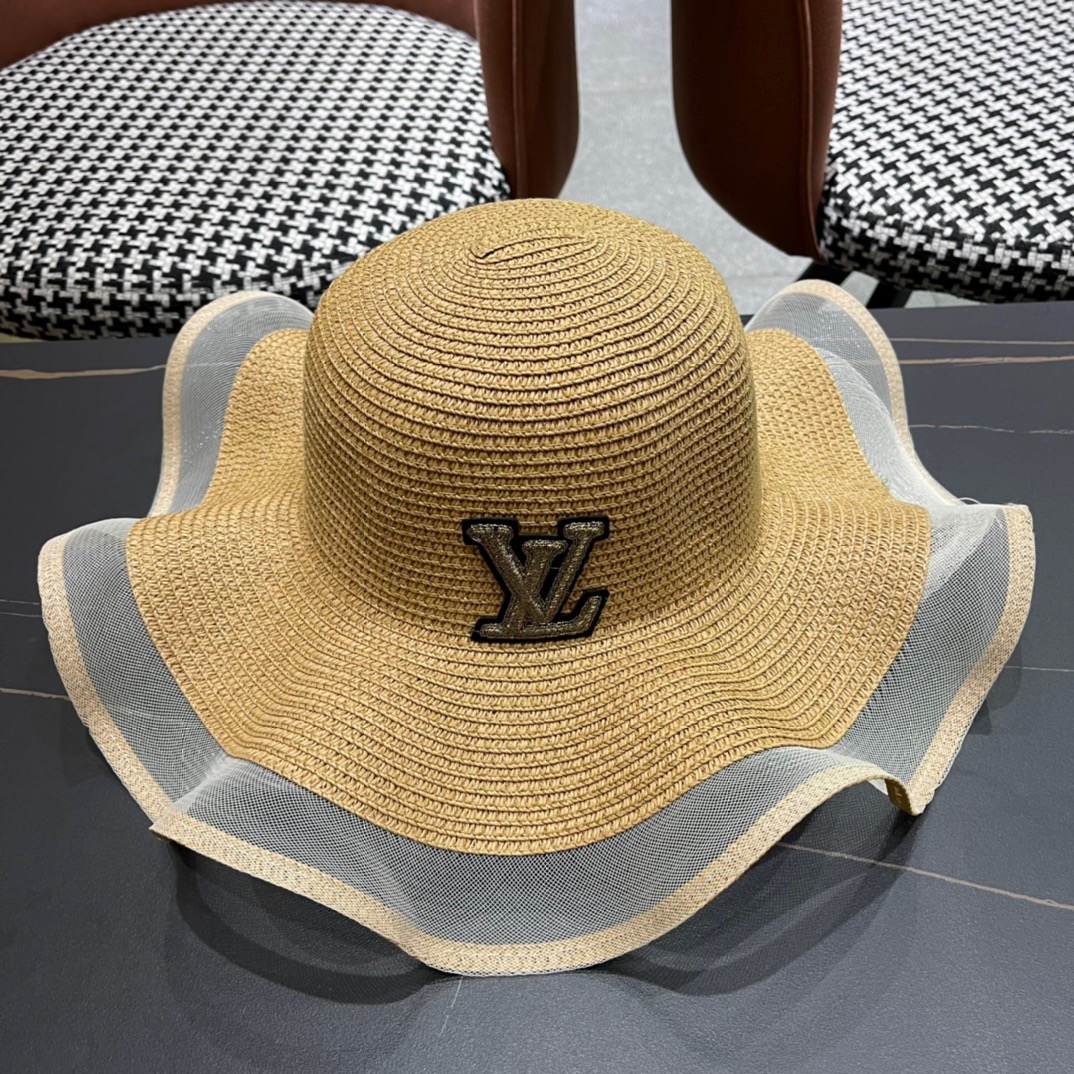 Louis Vuitton Hats Straw Hat Weave Straw Woven Fashion