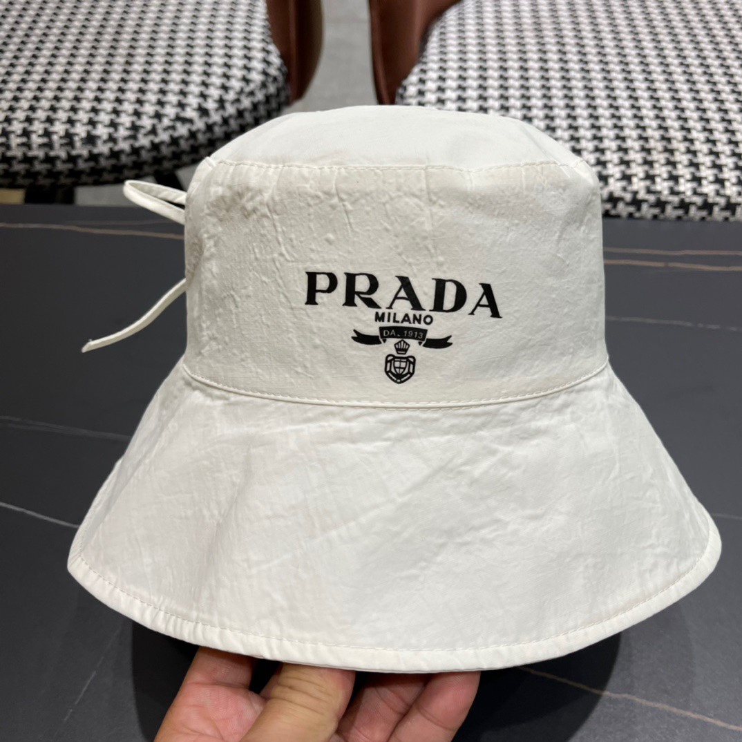 【PRADA普拉达】2024新款渔夫帽，超好搭配，正反面都可以带，出街度假首选
