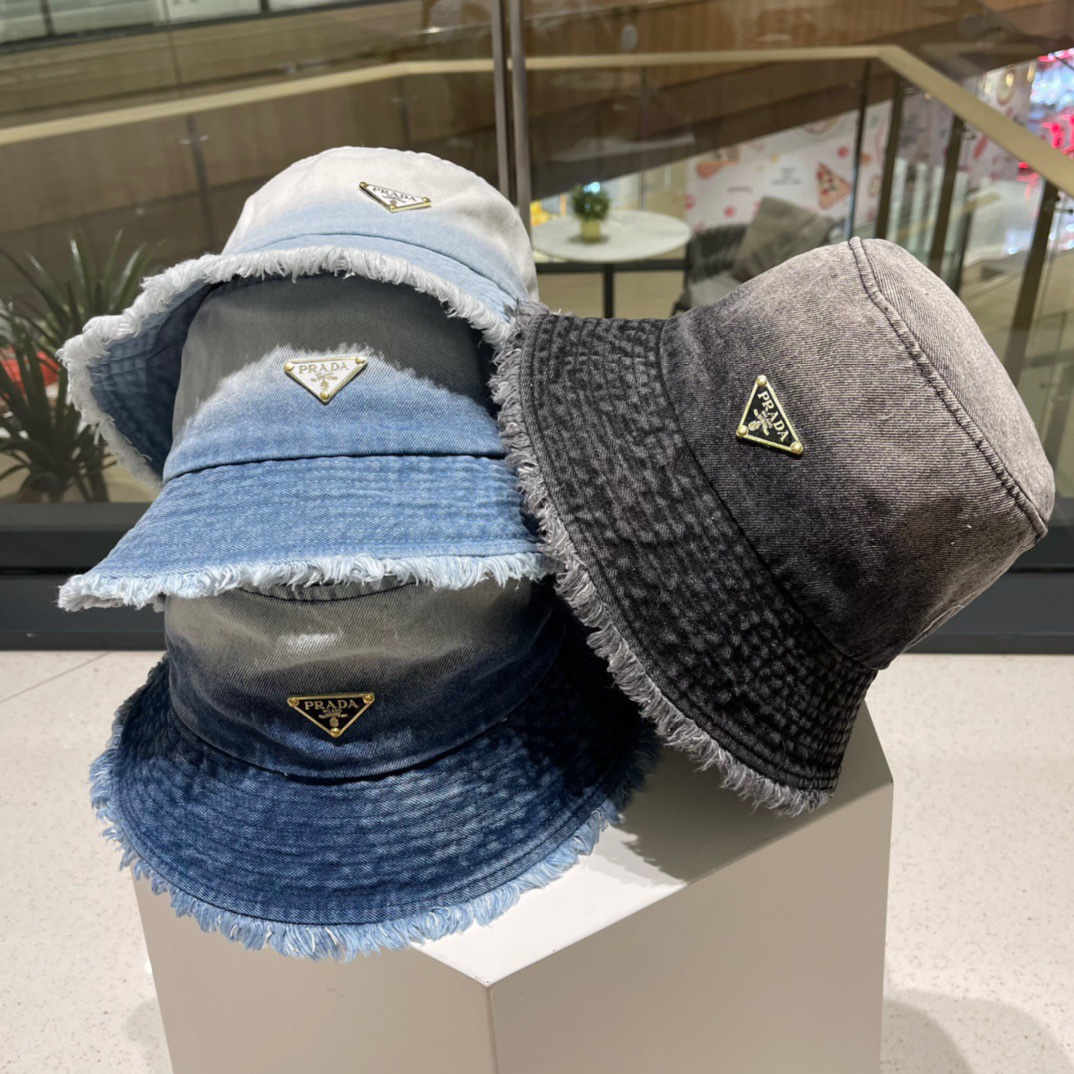 NO:203438,Prada cowboy fisherman hat, washing gradient effect, standard hat with fisherman hat baseball hat knit hat, hat, prada, espadrilles, hats19860909普拉达牛仔渔夫帽,水洗渐变效果,出街标配帽子渔夫帽棒球帽针织帽,帽子,prada,espadrilles,hats,hat