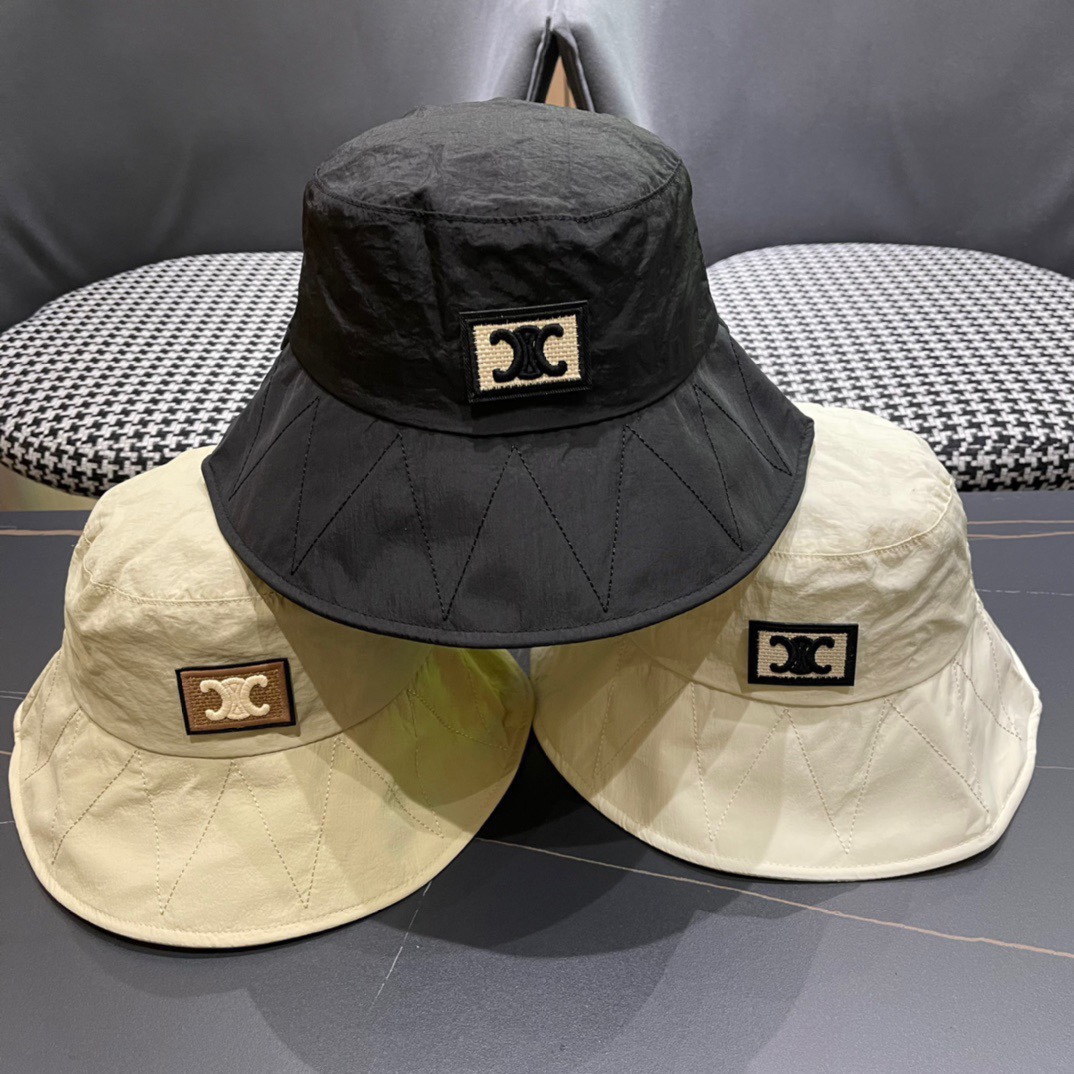 CELINE sombrero de pescador nuevo 2024 para mujer, primavera/verano, ala ancha, protección UV, sombrero de sol estilo c…