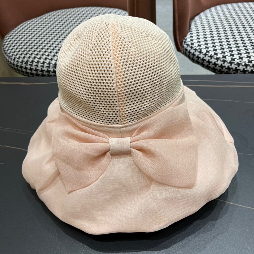  Celine 赛琳2024新款遮阳渔夫帽防晒沙滩盆帽潮女蝴蝶结大檐布帽沿帽子好看