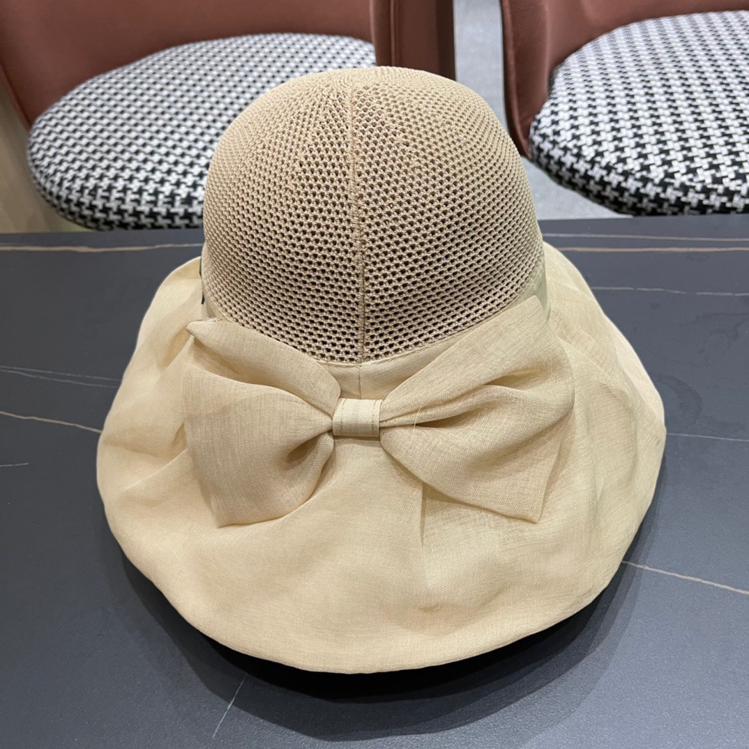  Celine 赛琳2024新款遮阳渔夫帽防晒沙滩盆帽潮女蝴蝶结大檐布帽沿帽子好看