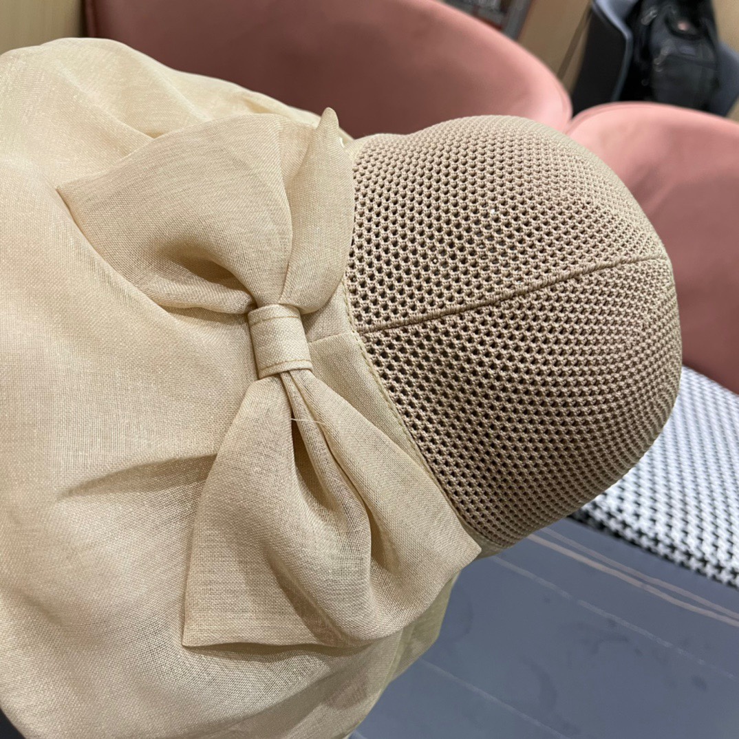  Celine 赛琳2024新款遮阳渔夫帽防晒沙滩盆帽潮女蝴蝶结大檐布帽沿帽子好看