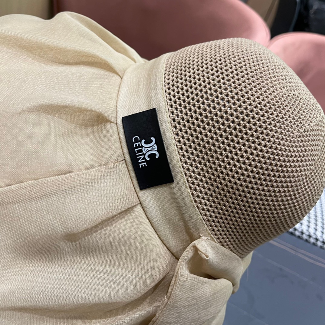  Celine 赛琳2024新款遮阳渔夫帽防晒沙滩盆帽潮女蝴蝶结大檐布帽沿帽子好看