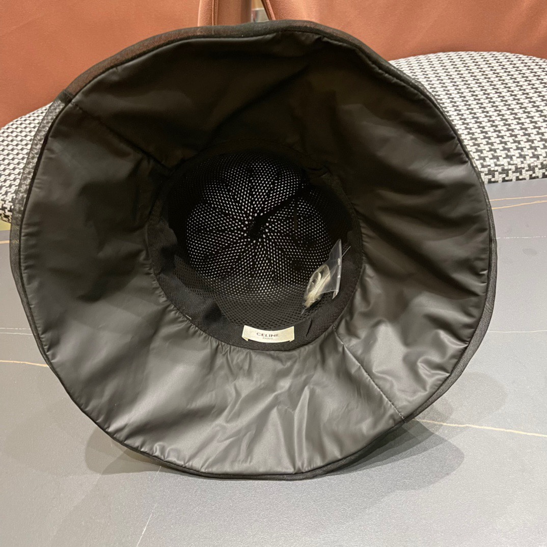  Celine 赛琳2024新款遮阳渔夫帽防晒沙滩盆帽潮女蝴蝶结大檐布帽沿帽子好看