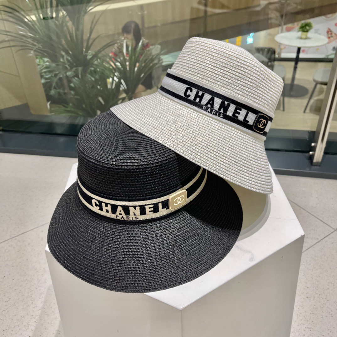Chanel 2023 nueva colección de verano sombrero de paja, sombrero de sol, sombrero de cubo, modelo imprescindible para i…