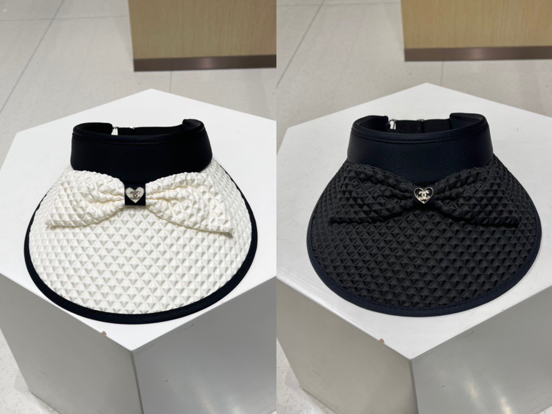 Chanel sombrero de sol sin parte superior, diadema, sombrero de sol con lazo, estilo dama elegante, ligero y plegable, …