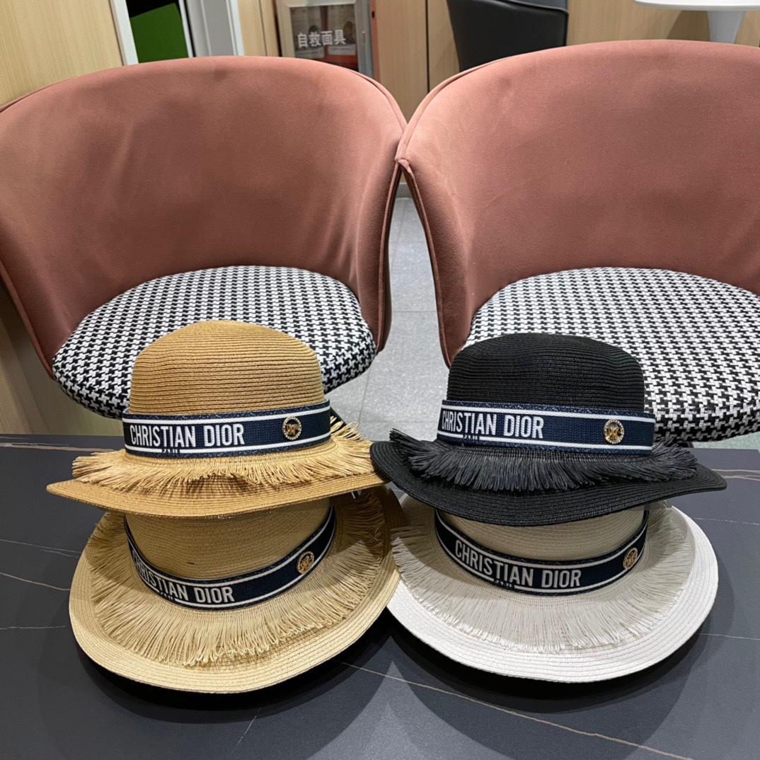 Dior Dior 2024 nuevo sombrero de paja, sombrero para sol, sombrero de sol, sombrero para sol de playa