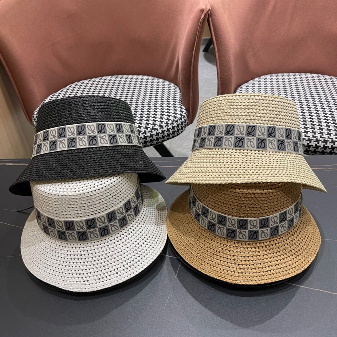 【LOEWE罗意威】 Sombrero de paja de copa plana 2024, imprescindible para salir, fácil de combinar, ¡cómpralo ya!