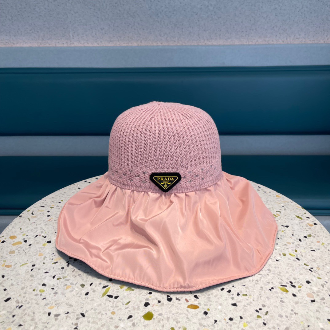 普拉达 夏季帽子女大檐帽防紫外线遮脸防晒遮阳太阳渔夫时尚百搭大沿帽子