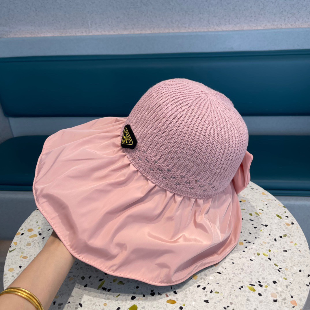  普拉达 夏季帽子女大檐帽防紫外线遮脸防晒遮阳太阳渔夫时尚百搭大沿帽子