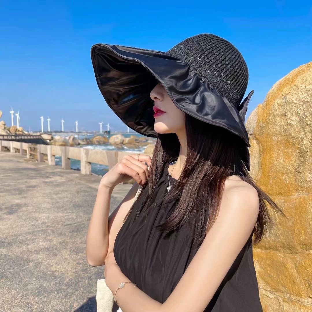  普拉达 夏季帽子女大檐帽防紫外线遮脸防晒遮阳太阳渔夫时尚百搭大沿帽子