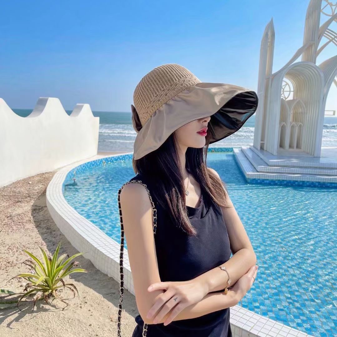  普拉达 夏季帽子女大檐帽防紫外线遮脸防晒遮阳太阳渔夫时尚百搭大沿帽子