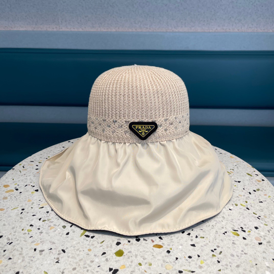  普拉达 夏季帽子女大檐帽防紫外线遮脸防晒遮阳太阳渔夫时尚百搭大沿帽子