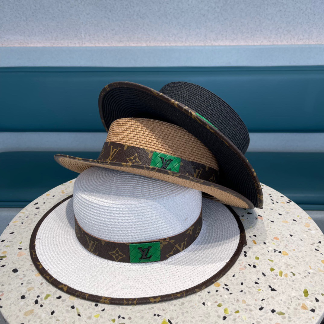 2024 nuevo LV sombrero de paja tejido con cinturón, sombrero de paja, elegante 🤩 simple y elegante, versátil ~ primera…