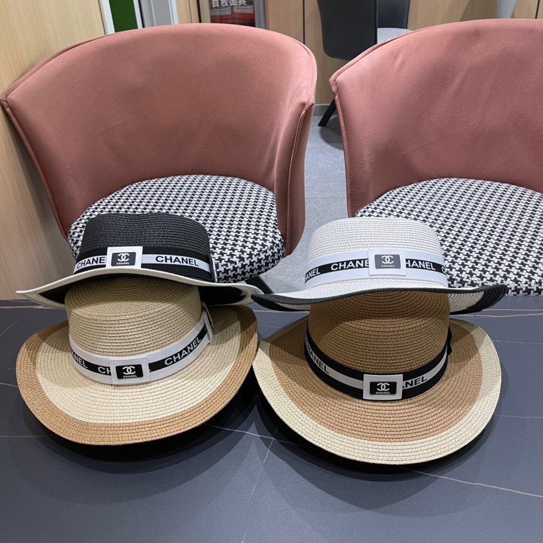【CHANEL香奈儿】Sombrero de paja de vacaciones estilo Chanel, nuevo estilo 2024, estilo de marca grande, artículo para salir…