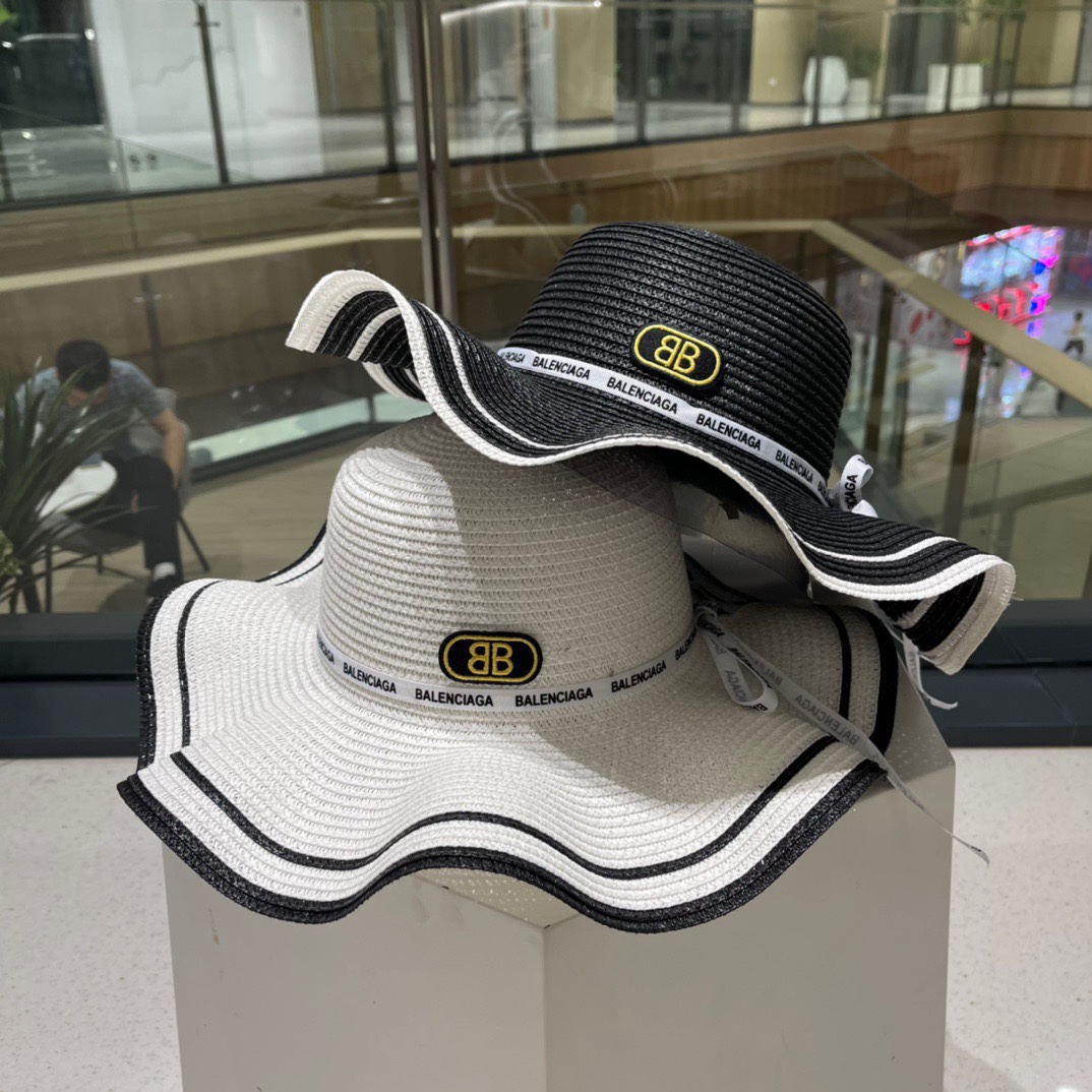 【Balenciaga】Sombrero de paja con lazo estilo vacacional 2023, imprescindible para viajes, muy fácil de combinar, ¡cómpr…