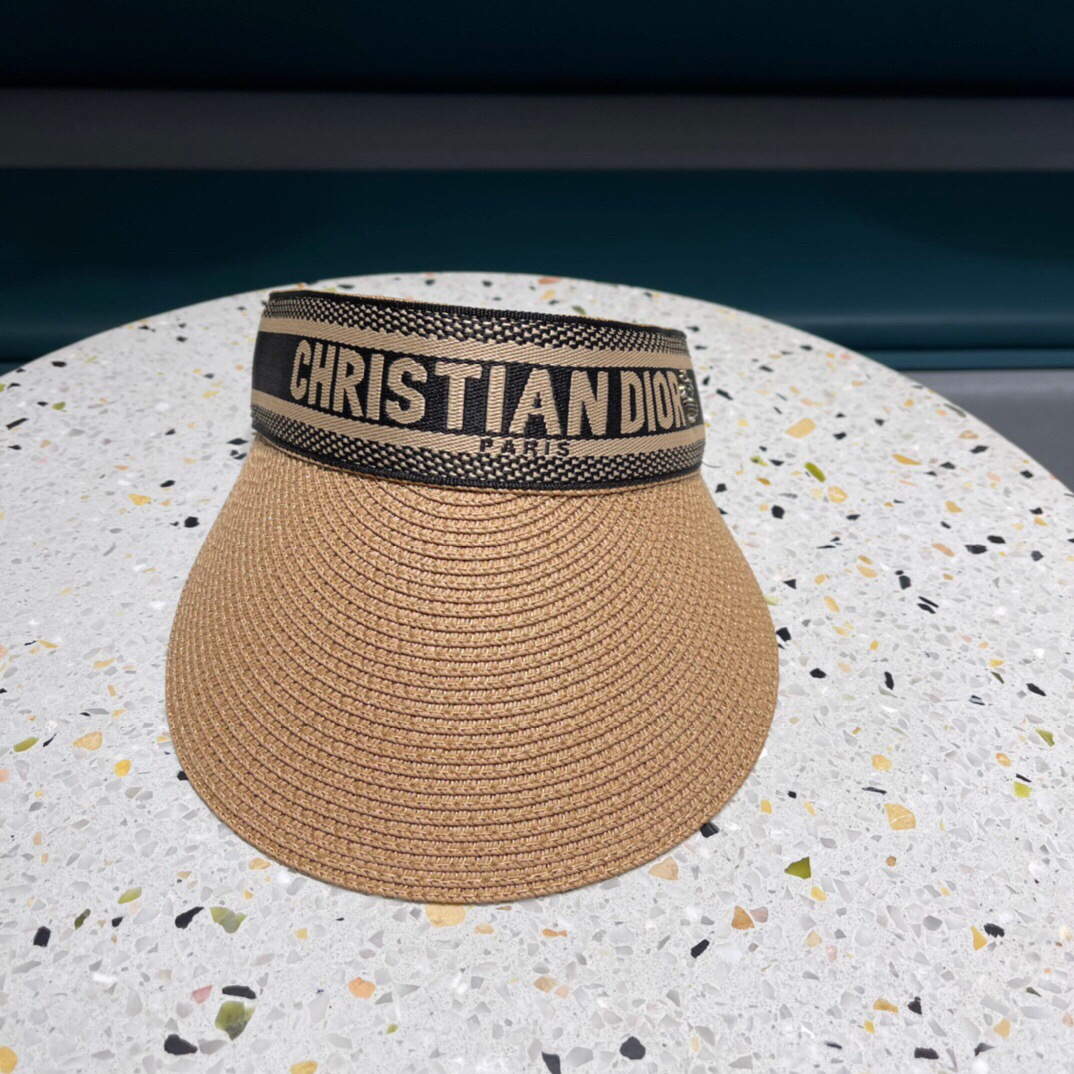 Dior 迪奥 sombrero de paja sin copa y gorra de visera original, estilo de marca grande, personalizado de alta calidad, so…