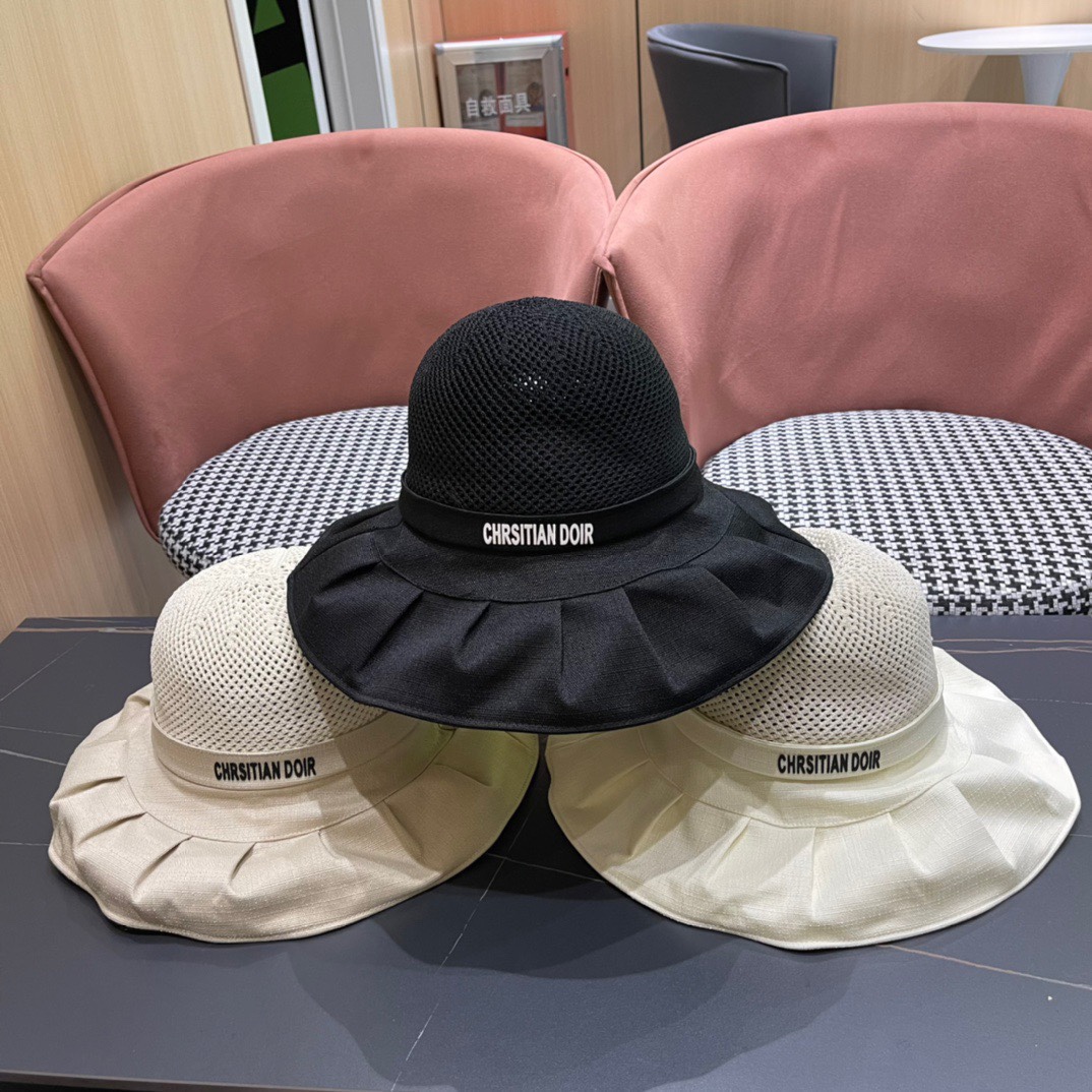 【DIOR迪奥】2024 nuevo estilo de vacaciones con lazo grande, sombrero de pescador, estilo de marca, muy fácil de combinar, …