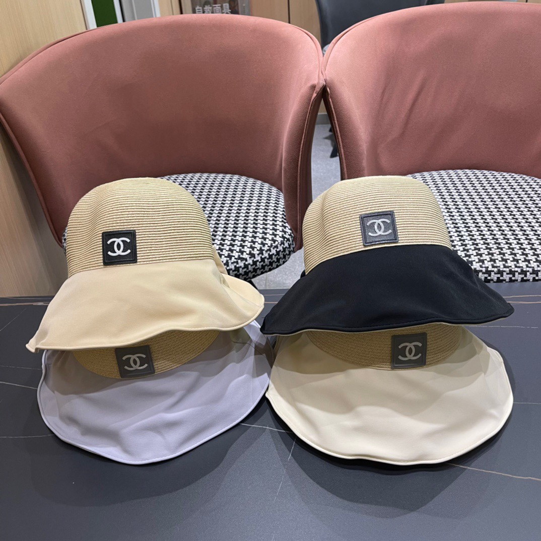 【Chanel】Nuevo sombrero de pescador de visera para 2024, simple y elegante, estilo Chanel, excelente protección solar, s…