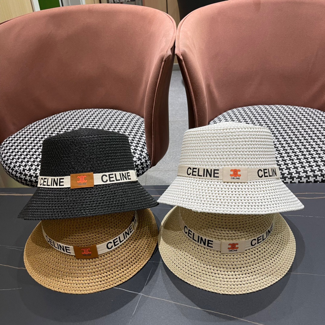 [CELINE] nuevo sombrero de paja 2024, estilo vacacional, muy fácil de combinar, ¡cómpralo ya!