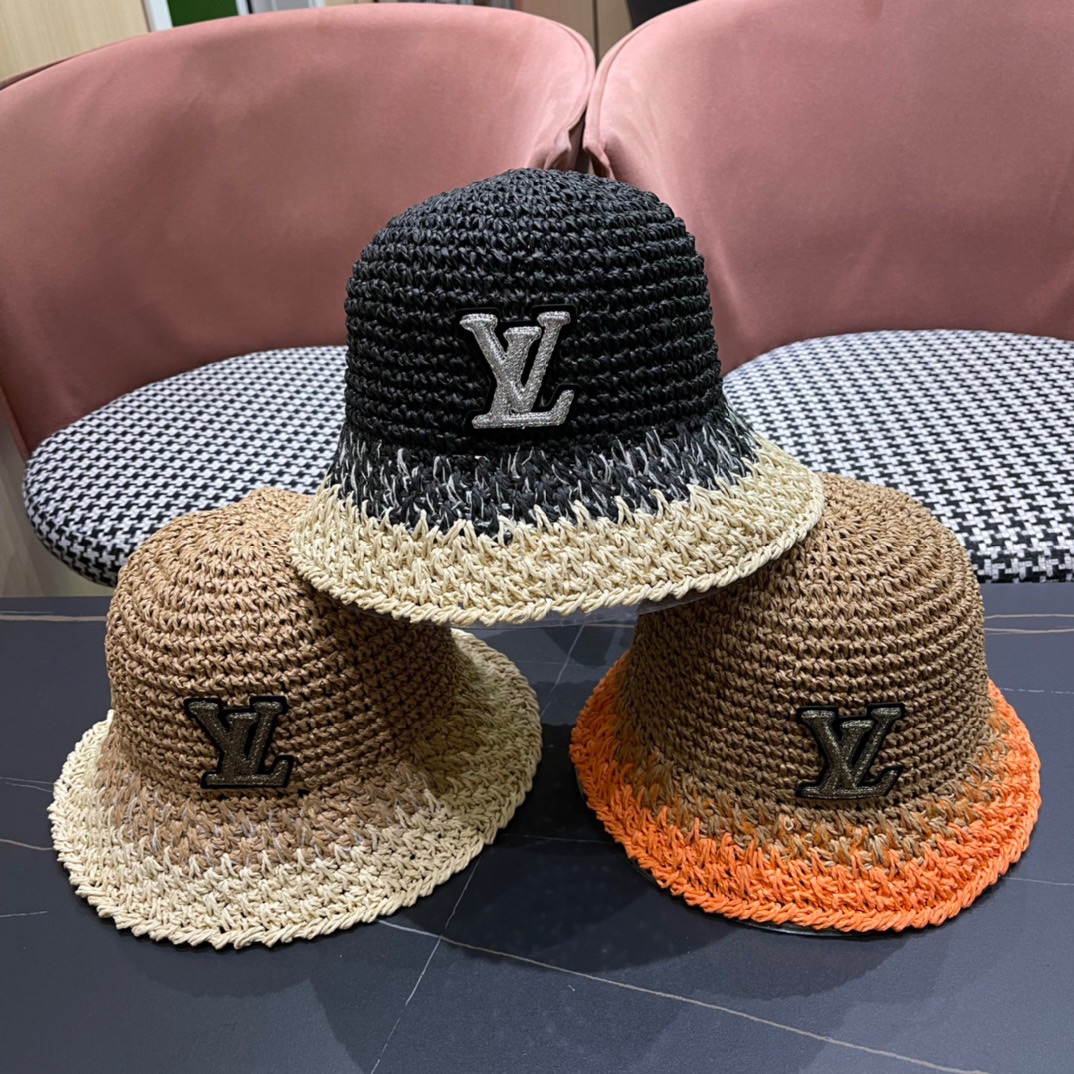 Sombrero de pescador pequeño de LV Louis Vuitton 2024 nuevo modelo en colores combinados, plegable a voluntad, muy fáci…