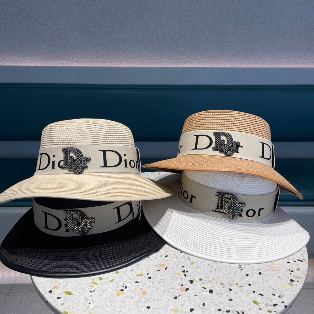 【DIOR迪奥】2023 nuevo estilo de sombrero de paja con cinta, sombrero de paja 🤩 para los amantes de los detalles, simple y…