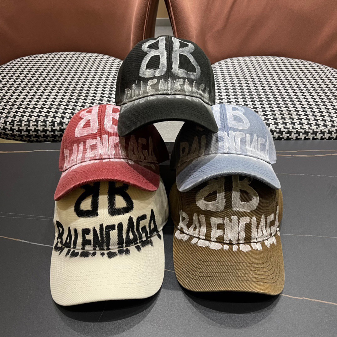 Nueva gorra de béisbol de Balenciaga con letras pintadas, estilo yuppie callejero, hombres y mujeres de moda pueden usa…