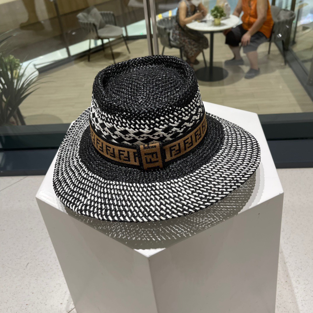 FENDL芬迪 草帽，日内纸草制作，头围57cm