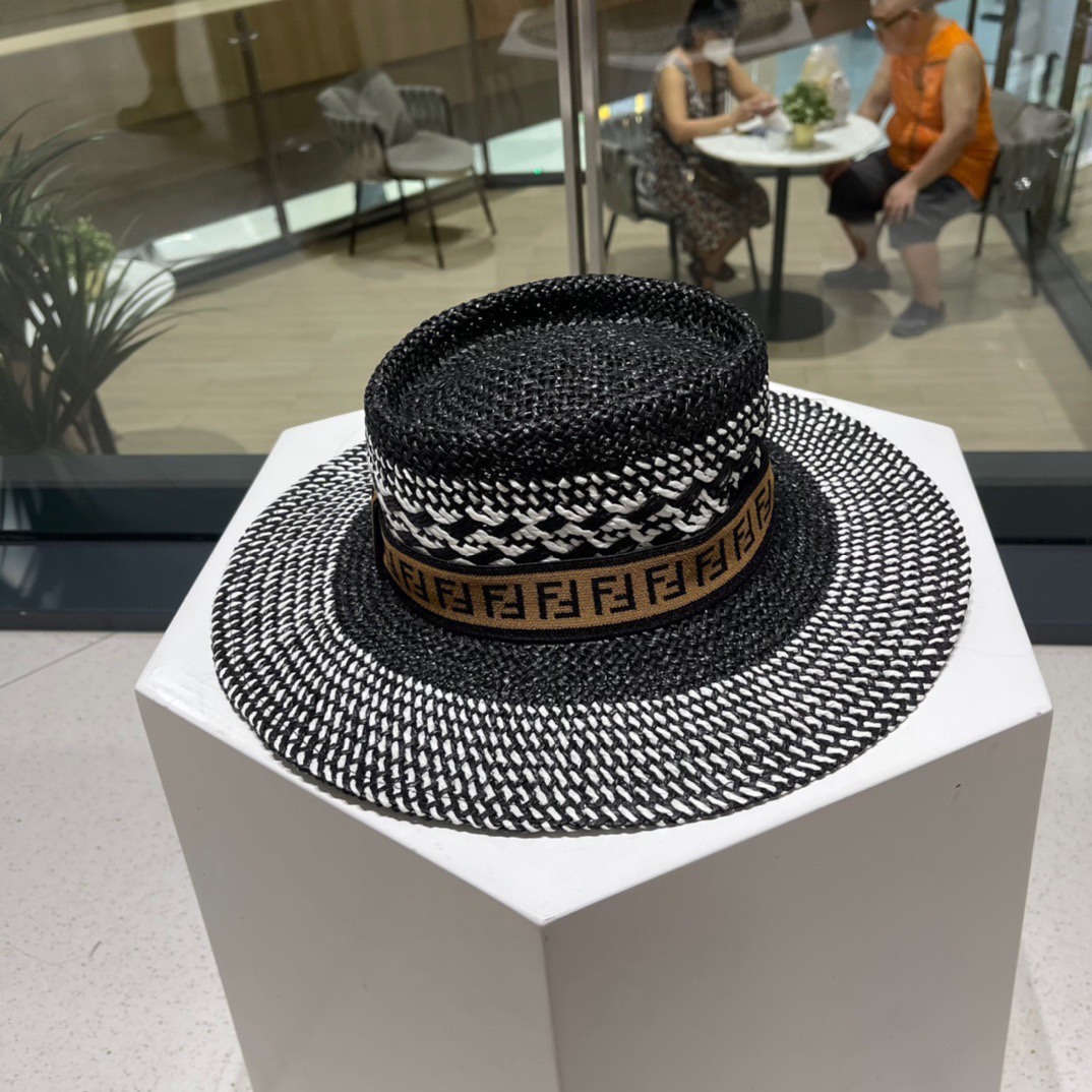 FENDL芬迪 草帽，日内纸草制作，头围57cm