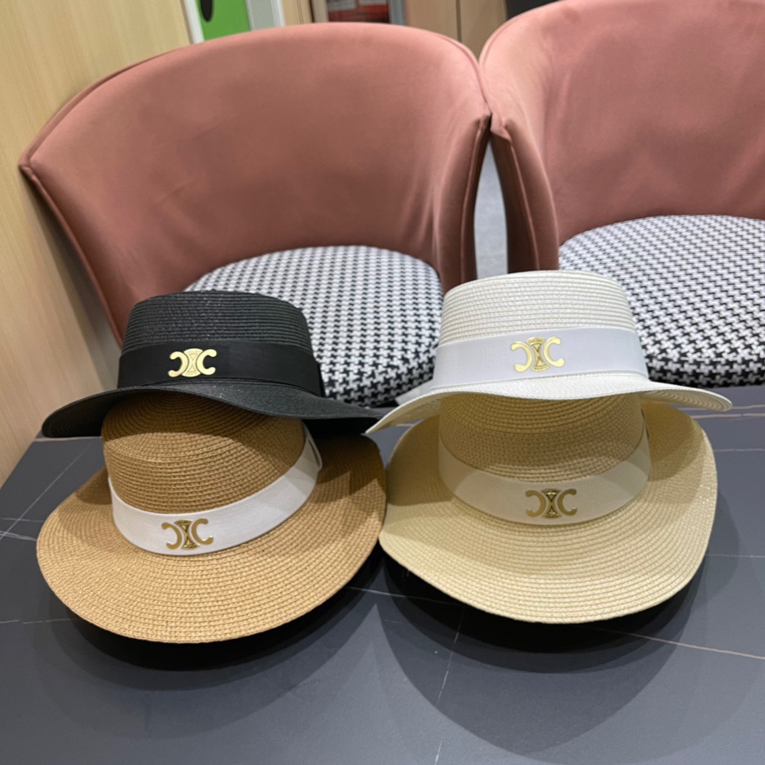 【CELINE Celine】 Sombrero de paja minimalista nuevo 2024, primera opción para la playa en verano, material mejorado y he…