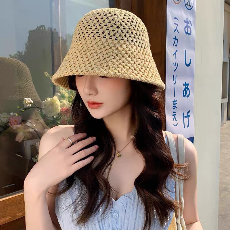 【Chanel香奈儿】2024早春新款镂空菱格小香风渔夫帽～双层遮阳 拼接材质设计，质感满满 出街首选🌊