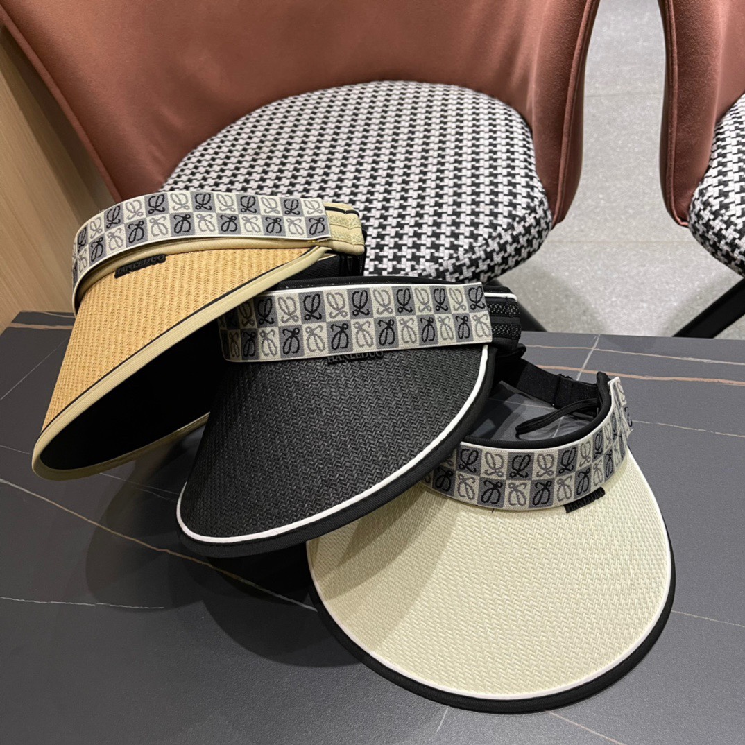 Sombrero de sol LOEWE 2024 nuevo, sin copa, protección UV, ala ancha, para verano, hace la cara más pequeña