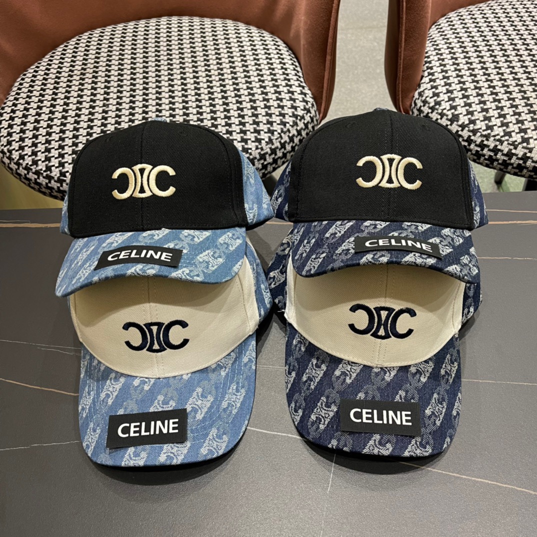 【CELINE Celine】2024 primavera/verano nuevo gorra de béisbol minimalista de colores combinados, nuevo envío, estilo de m…