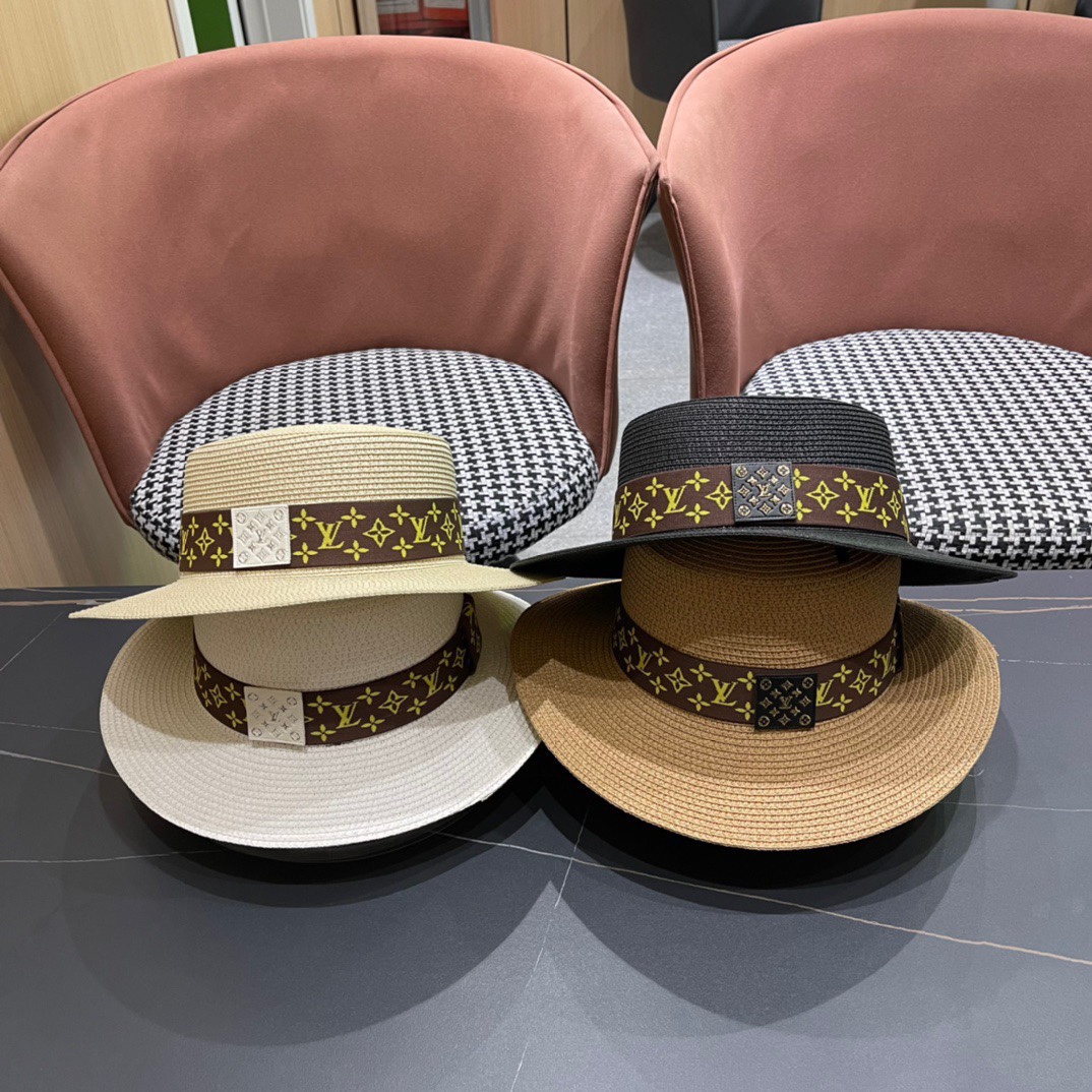 【LV Louis Vuitton】Sombrero de paja estilo vacacional nuevo 2024, imprescindible para viajes, muy fácil de combinar, ¡có…