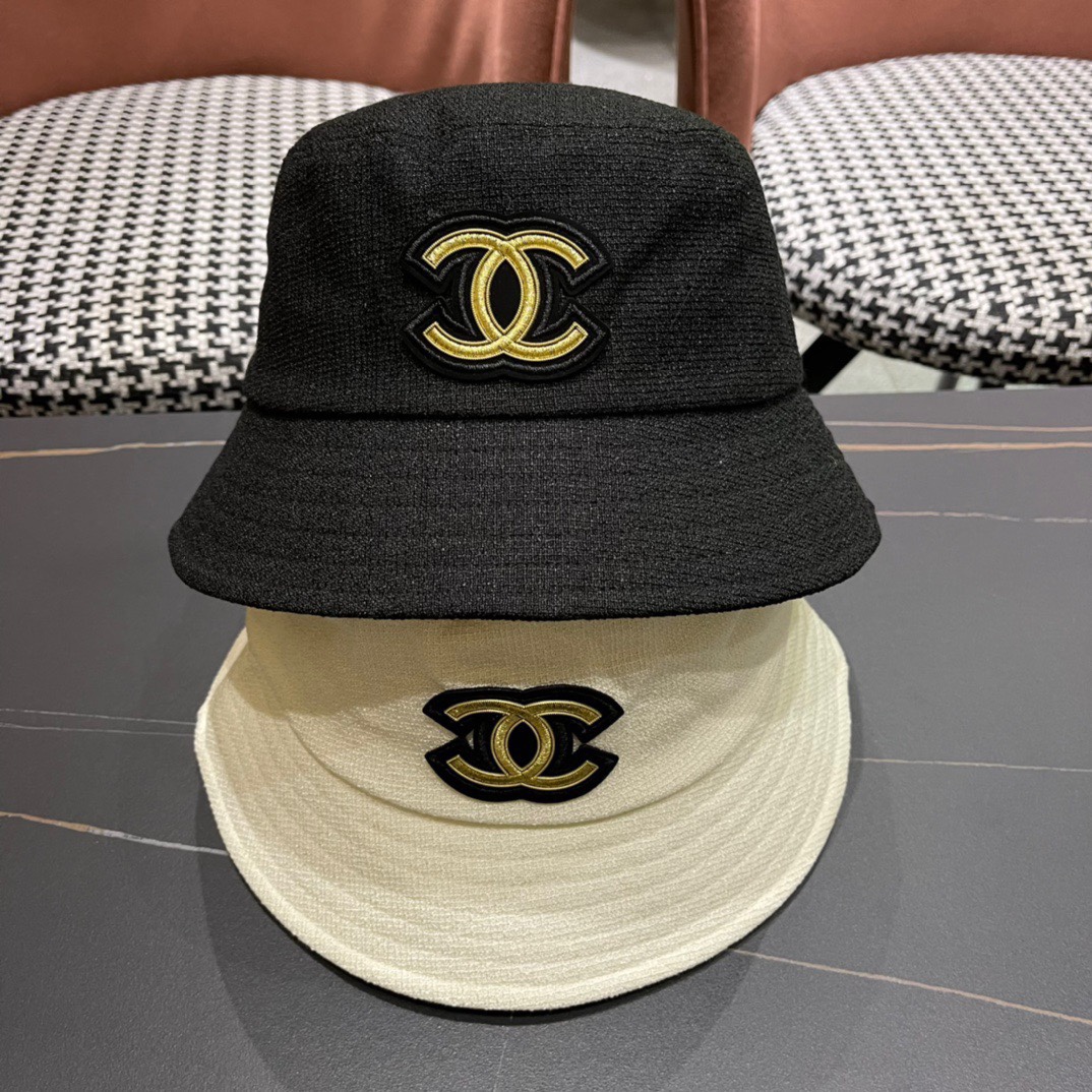 Chanel 2024 nueva gorra de pescador que hace la cara más pequeña, plegable, para vacaciones y viajes, protección solar