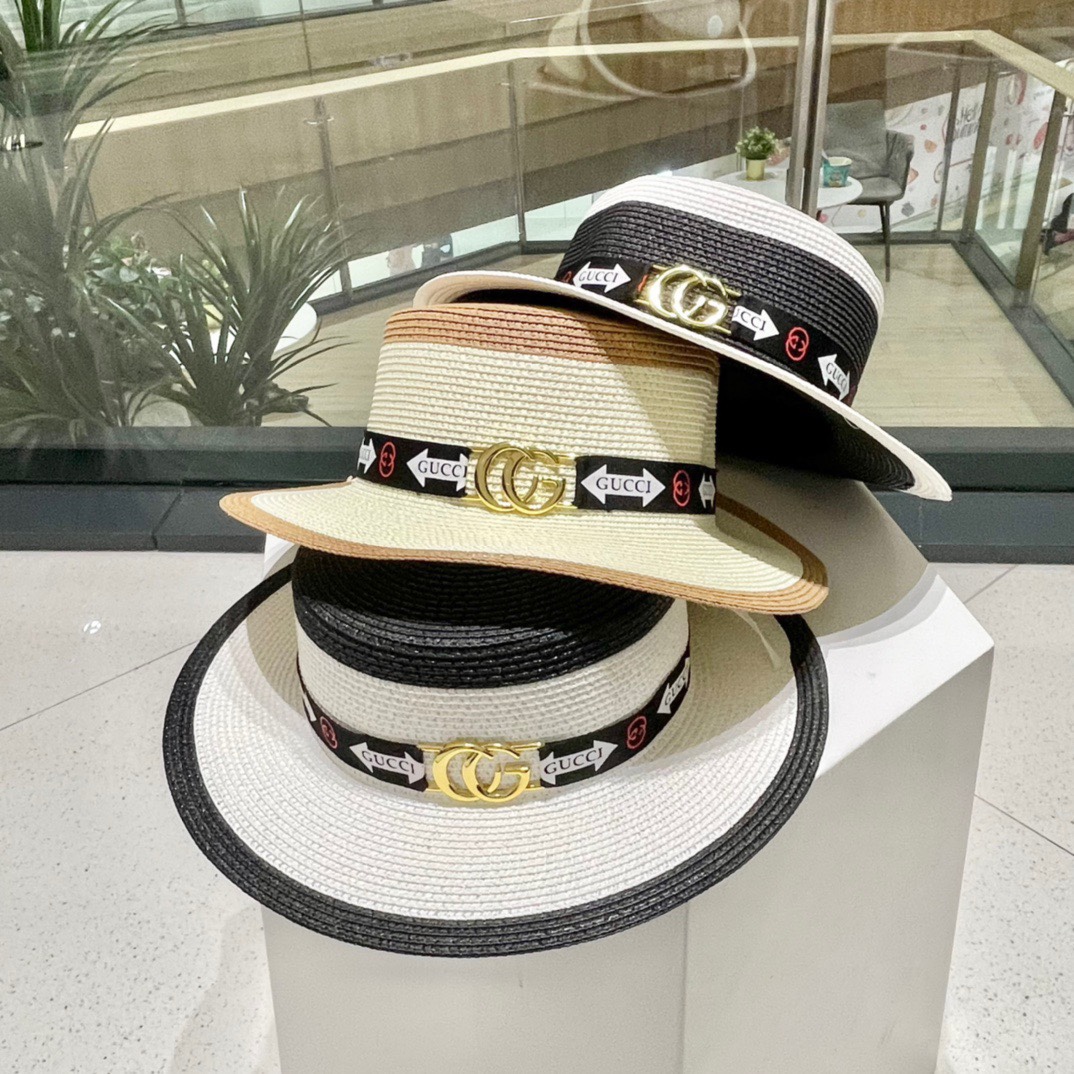 Nuevo sombrero de paja Gucci, el sombrero completo tiene una textura súper buena, el efecto en la cabeza es muy agradab…