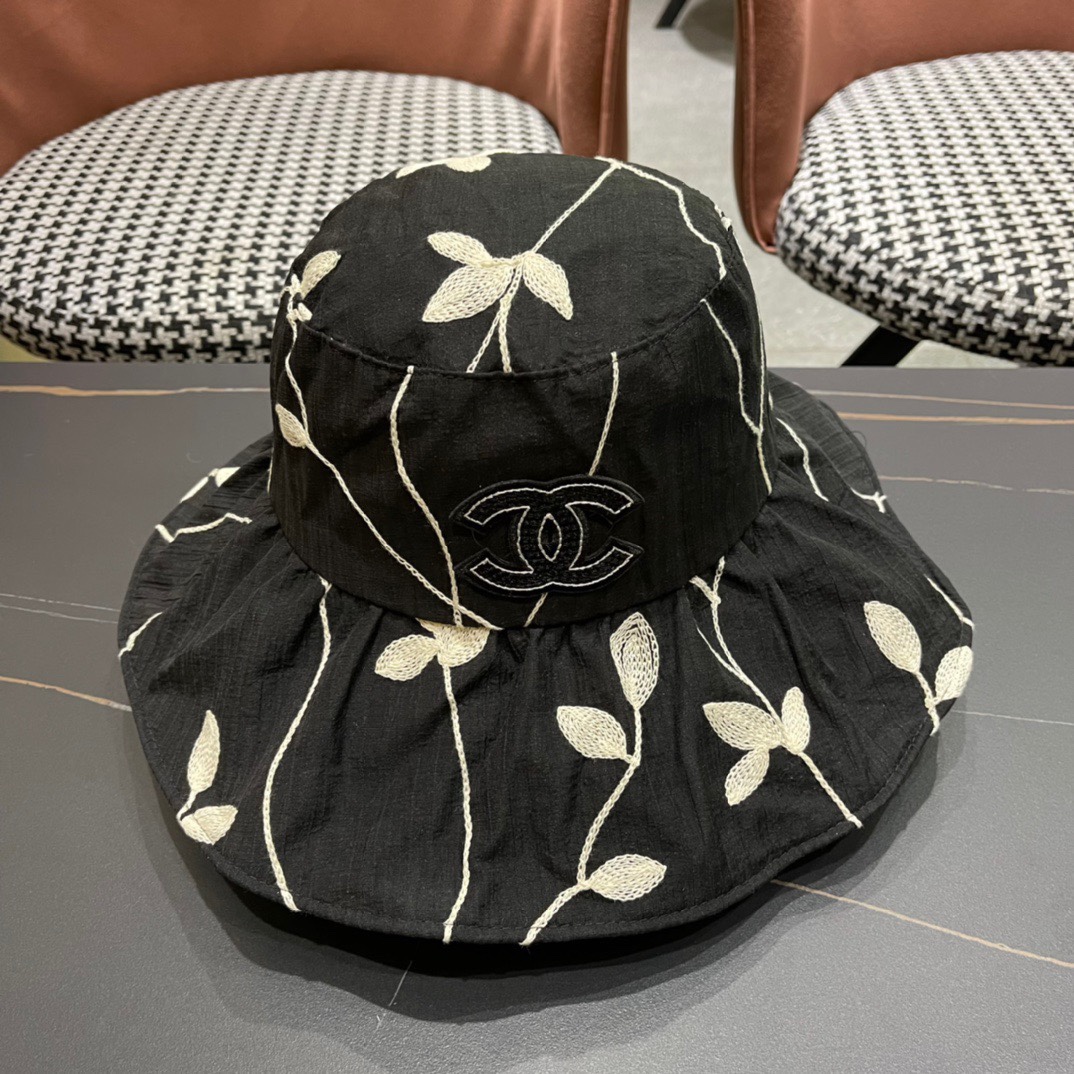 CHANEL】Nuevo 2024 sombrero de pescador de ala ancha estilo coreano, protección solar y muy fácil de combinar, artículo …