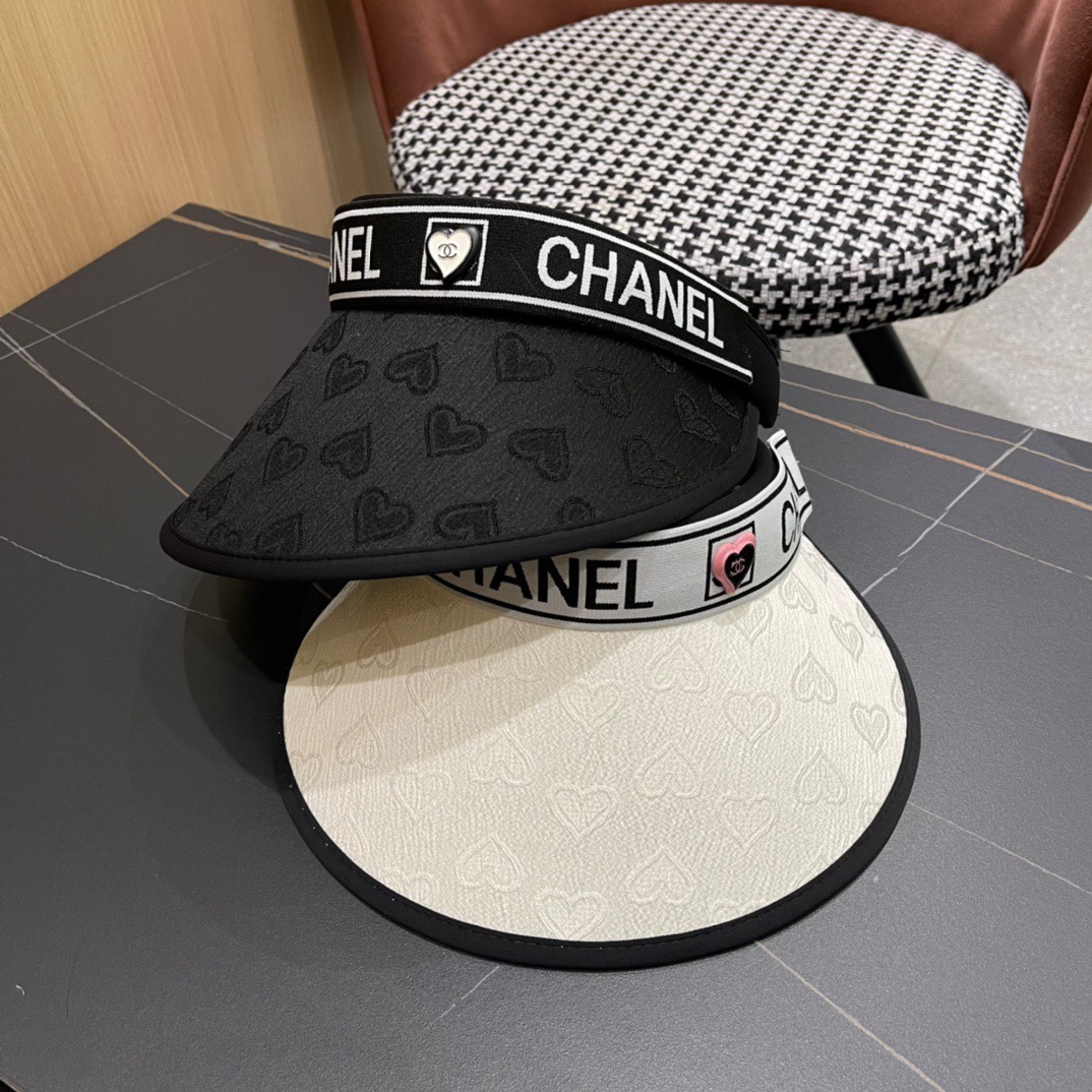 CHANEL 2024 original de verano nuevo sombrero sin copa con corazón, para correr, protección solar y anti-UV, imprescind…