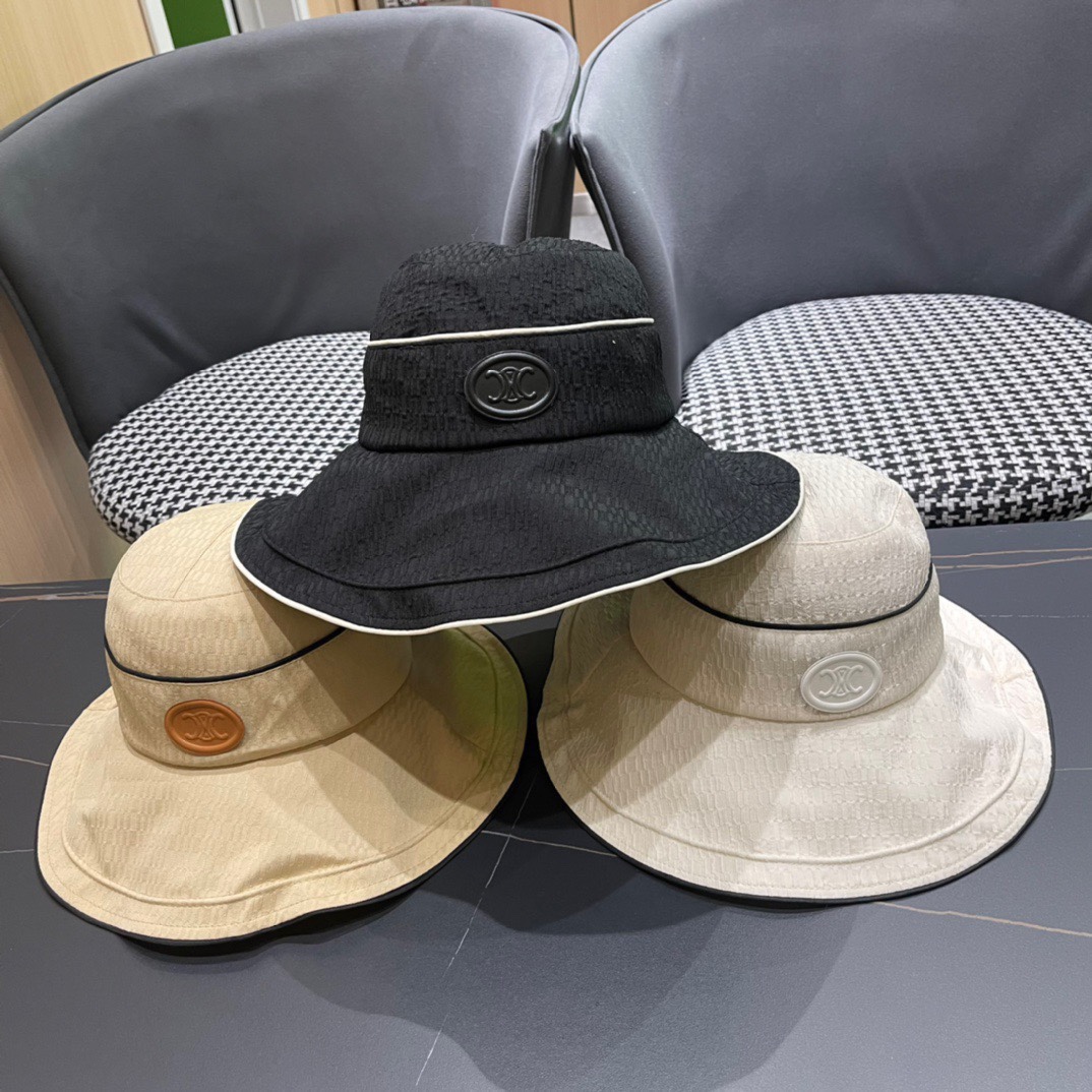 CELINE2024 Nuevo sombrero de pescador para mujer de primavera/verano, sombrero de ala ancha con protección UV, estilo c…