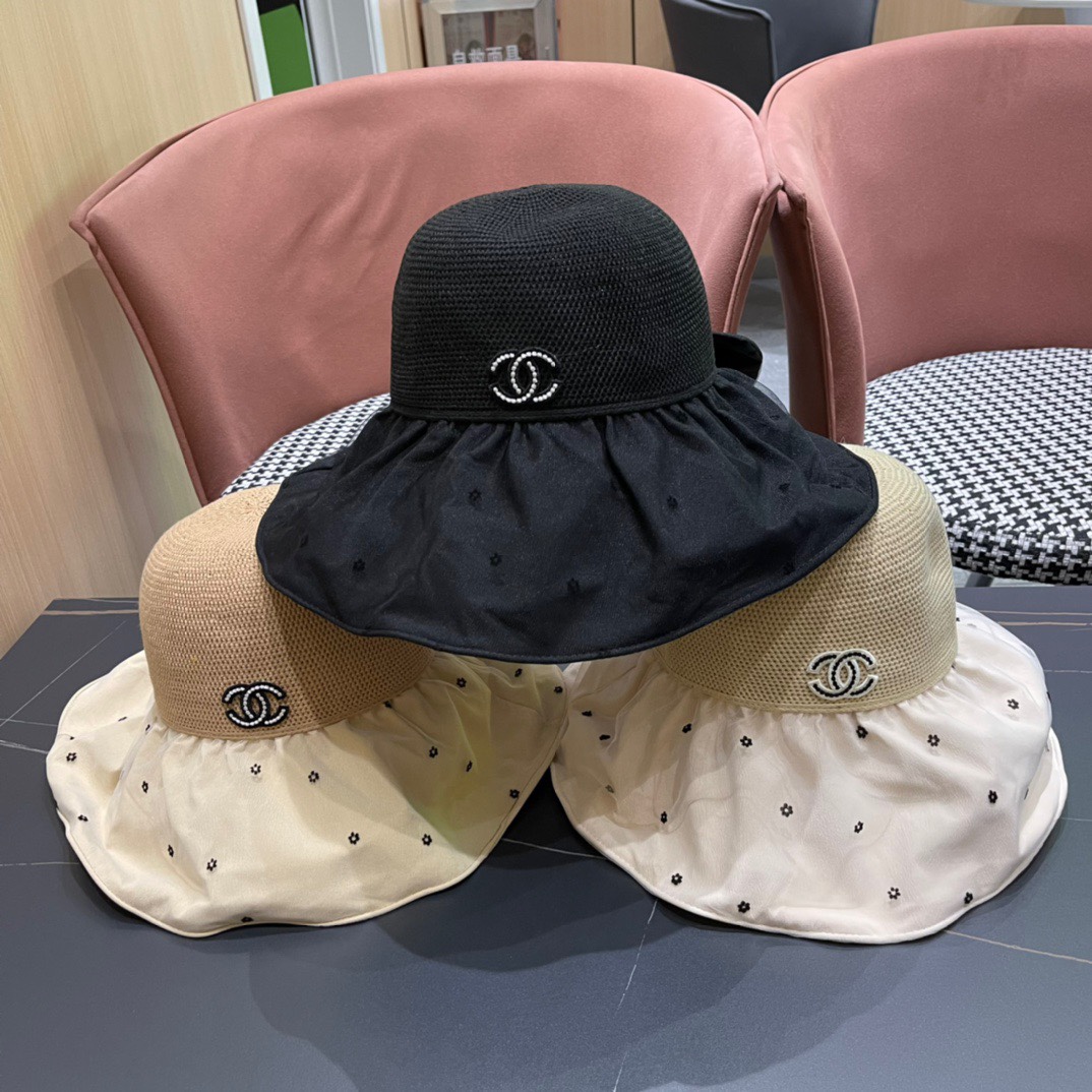 Chanel 2024 sombrero de pescador para mujer de primavera y verano, imprescindible para actividades al aire libre, sende…