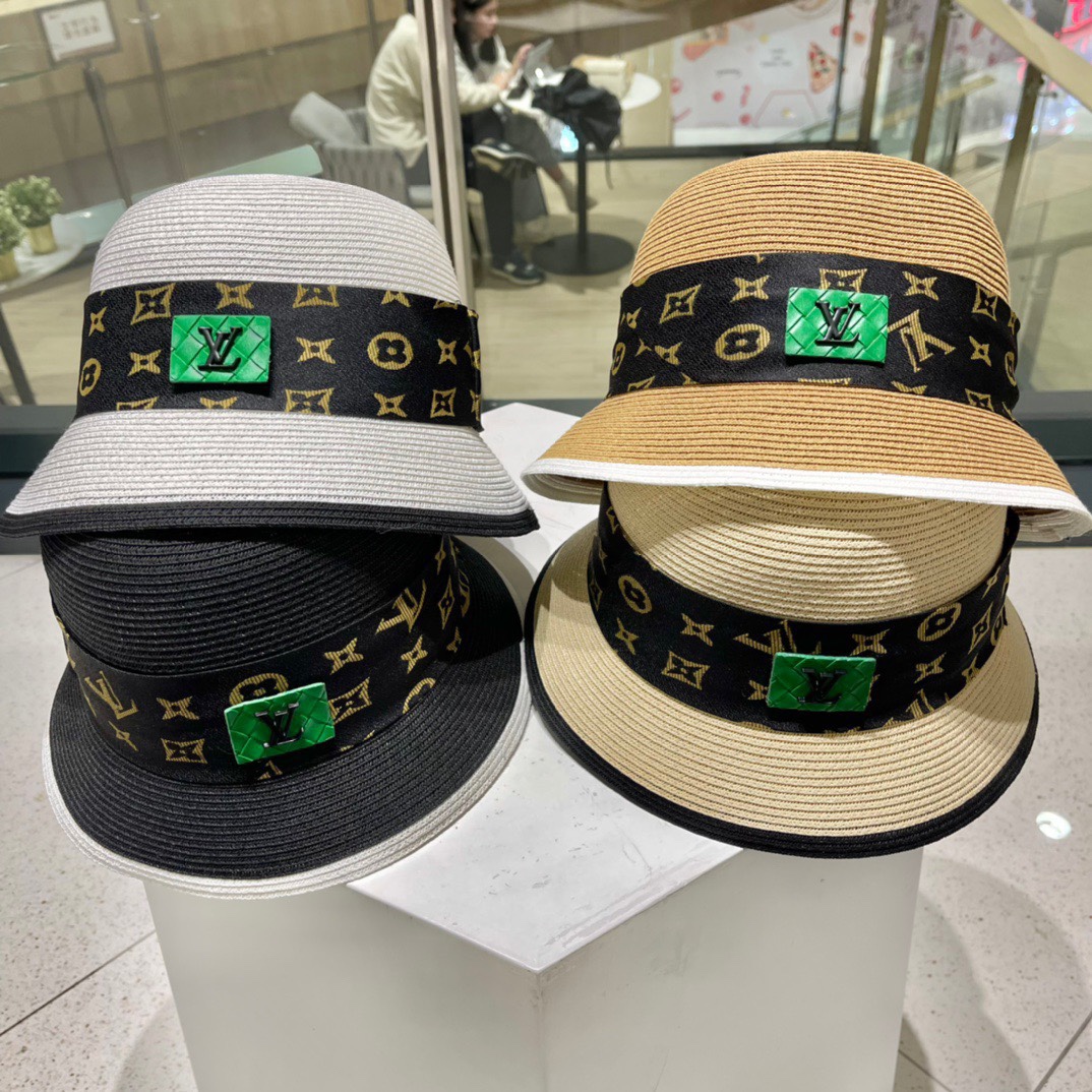 Sombrero de paja fina de Louis Vuitton LV, imprescindible para los amantes de la moda, protege del sol, ideal para viaj…