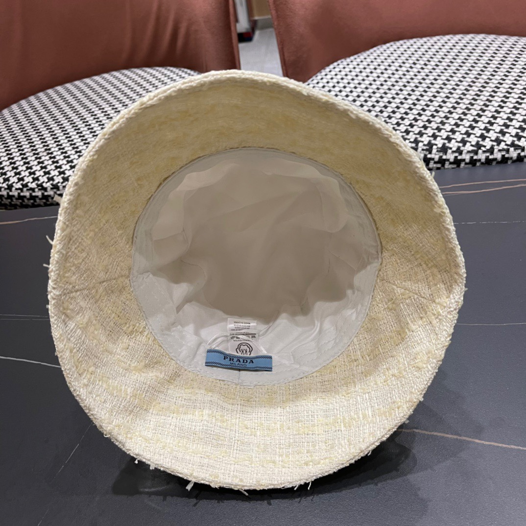   Prada普拉达2024新款防晒渔夫帽女春夏季逛街时尚遮阳帽