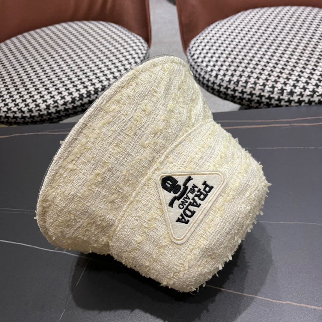   Prada普拉达2024新款防晒渔夫帽女春夏季逛街时尚遮阳帽