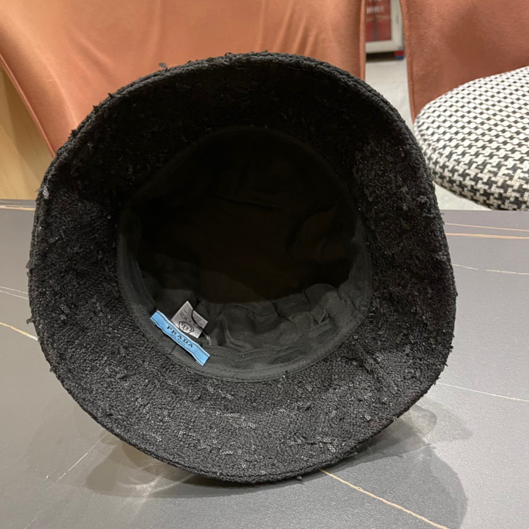   Prada普拉达2024新款防晒渔夫帽女春夏季逛街时尚遮阳帽