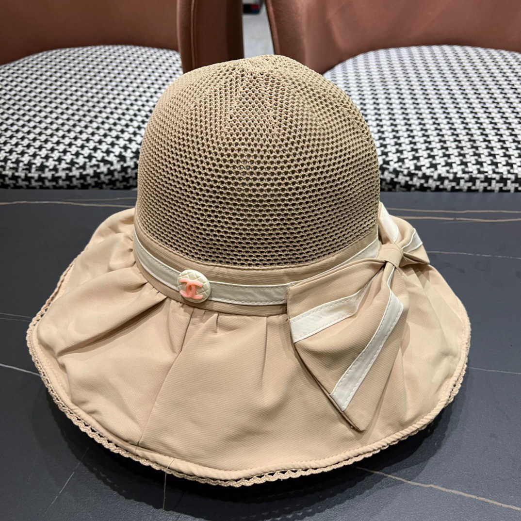  CHANEL 香奈儿 2024早春新款韩版蝴蝶结防紫外线大帽檐渔夫帽 全新立体，精致无暇！做工细致，独