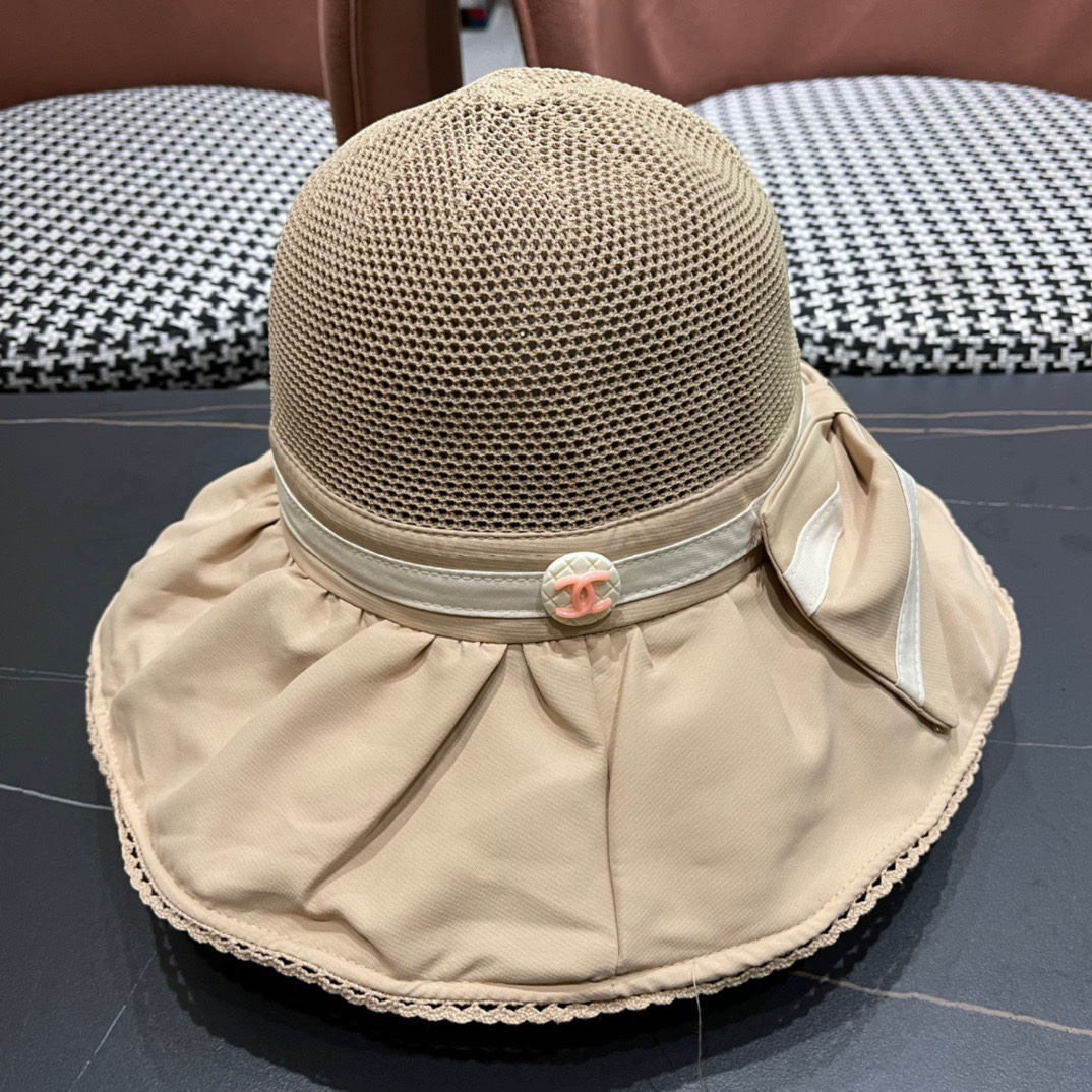 CHANEL 香奈儿 2024早春新款韩版蝴蝶结防紫外线大帽檐渔夫帽 全新立体，精致无暇！做工细致，独