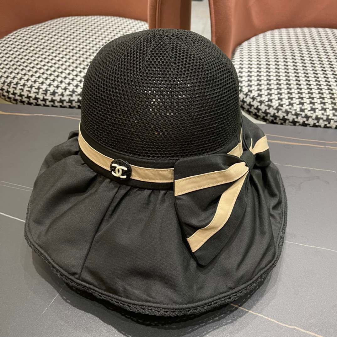  CHANEL 香奈儿 2024早春新款韩版蝴蝶结防紫外线大帽檐渔夫帽 全新立体，精致无暇！做工细致，独